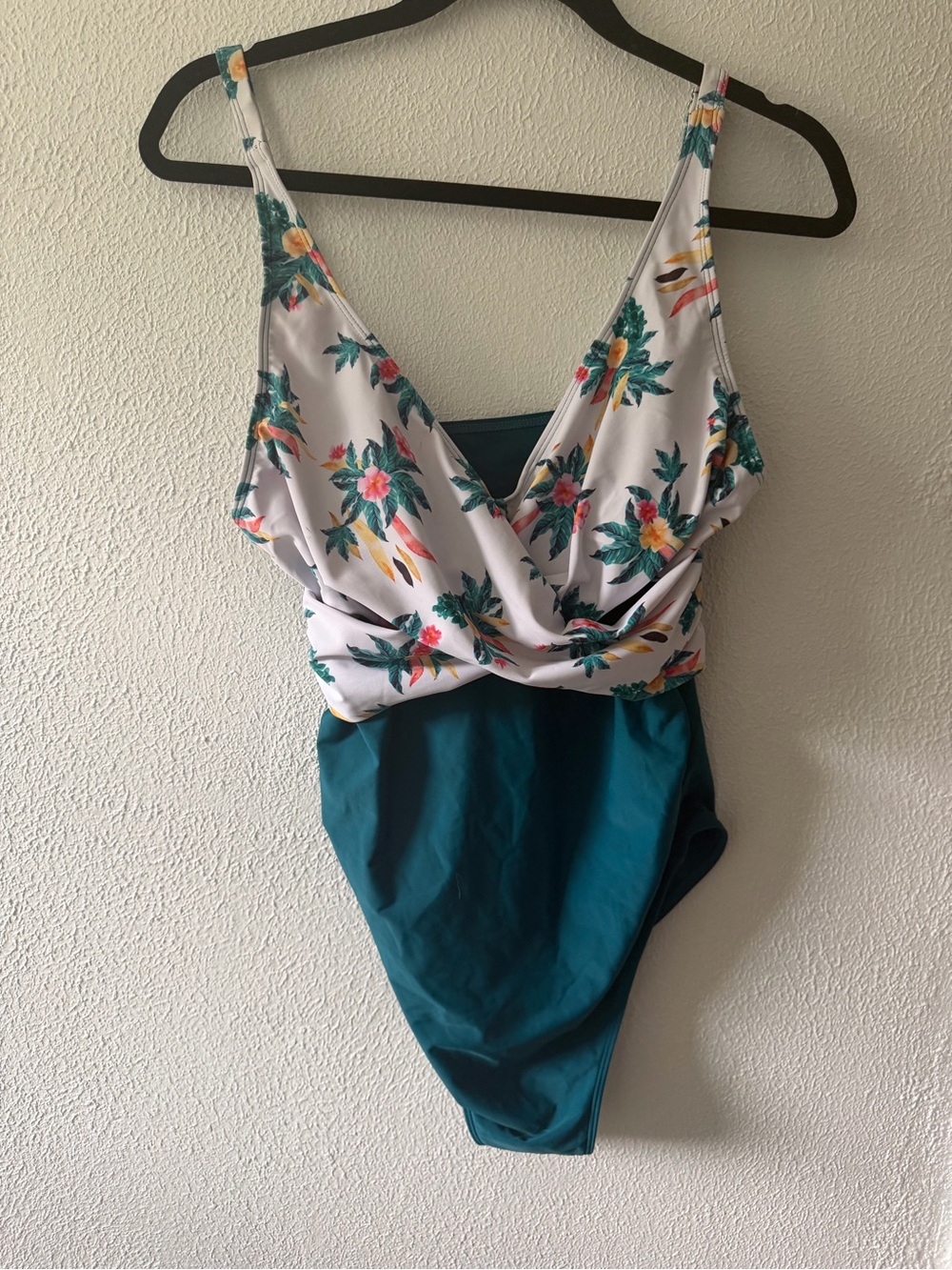 Maternity Floral Teal One-Piece Swimsuit - small